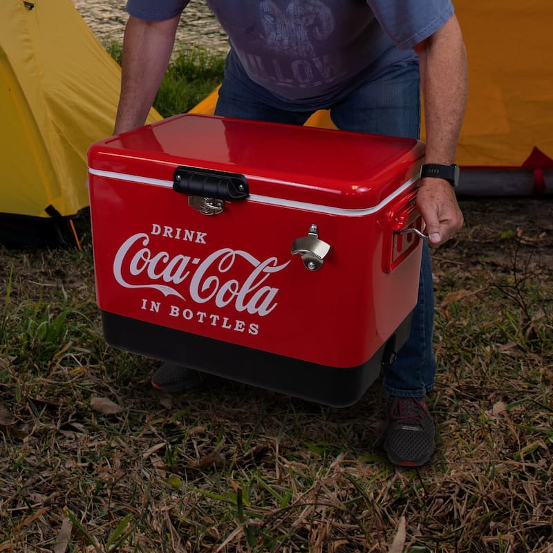 Coca-Cola Ice Chest Cooler with Bottle Opener, 51L (54 qt), 85 Cans - 51L /54 Quart