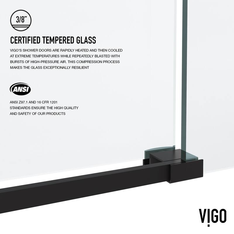 VIGO Elan 56" to 60" W x 66" H Frameless Sliding Tub Door in Matte Black - 56-60