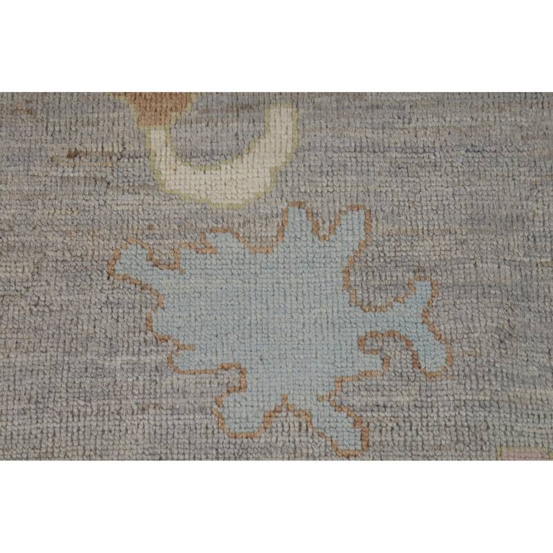 Hand Knotted Oriental 100% Wool Carpet Transitional All-Over Greys & Charcoal Oushak Area Rug - 12' 0'' X 9' 2''