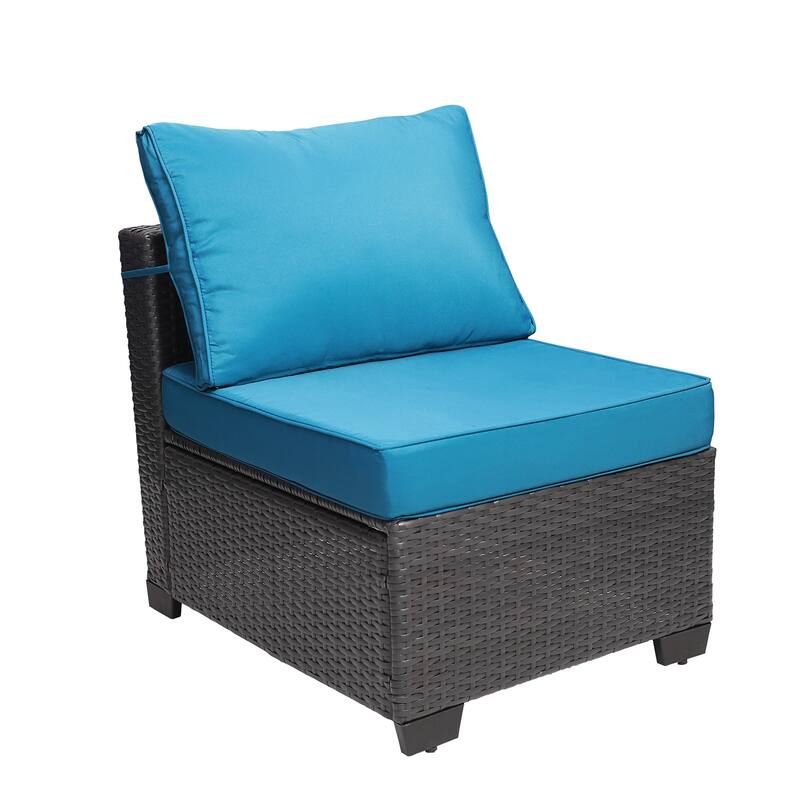 7 Pcs Patio Furniture Set, All Weather PE Rattan Wicker Conversation Sets, Garden Sofa Set with Coffee Table and Cushions