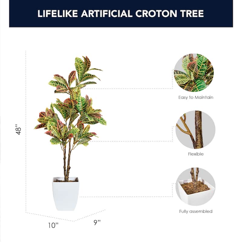American Art Decor Artificial Faux Tree in White Tapered Ceramic Pot