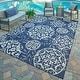 preview thumbnail 31 of 114, Gertmenian Solterra Bohemian Moroccan Global Weather Resistant Polypropylene Flatweave Indoor/ Outdoor Area Rug Collection 5'3"x7' - Sovana Navy