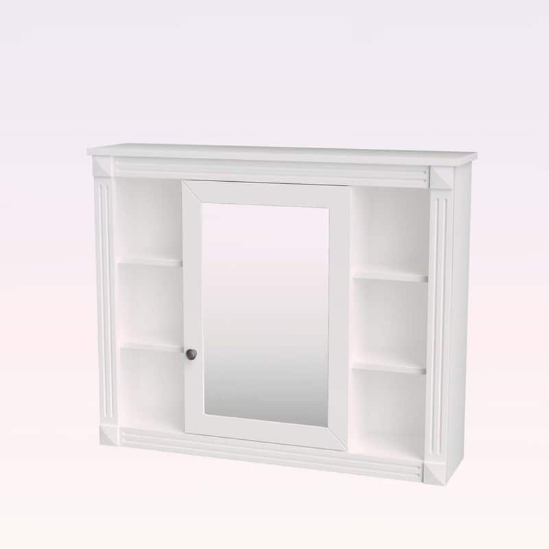 Modern Wall Mounted Bathroom Storage Cabinet with Mirror,6 Open Shelves,for Organized Bathrooms