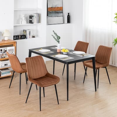 XINMICS Mid-century Modern Dining Chairs, Velvet Upholstered Metal Side Chair, Set of 2/4/6