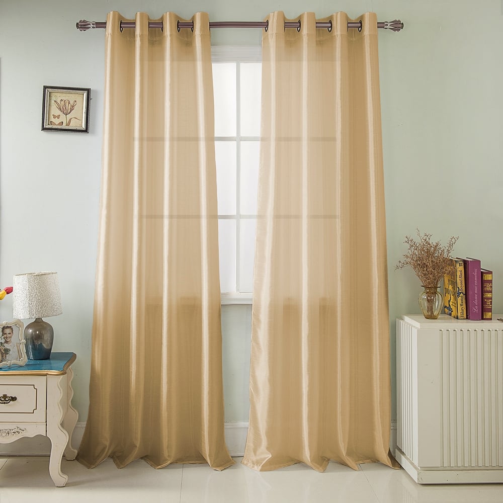 Nancy Faux Silk Grommet Window Curtain Panel - 84 or 95 inch