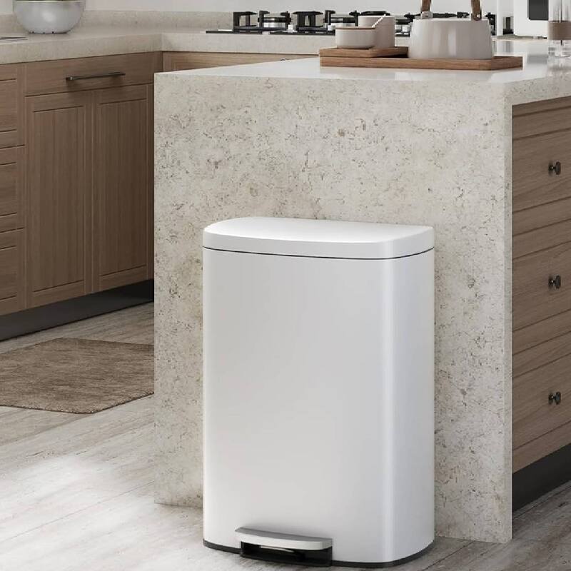 13.2 & 2.6 Gallon Kitchen Trash Can, Step-On Pedal Bins Combo Set