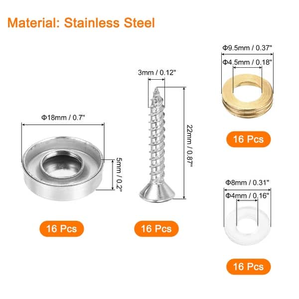 EWS 16 Mm Stainless Steel Mirror Nails Screw Cap (8 Pieces)-in Nails