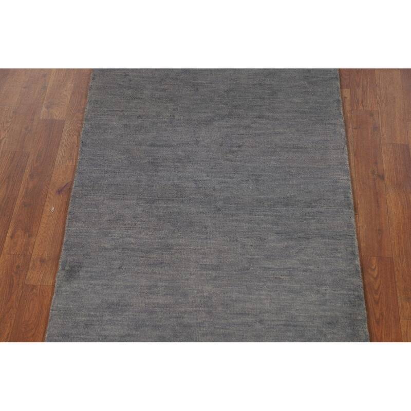 Gray Gabbeh Modern Runner Rug Handmade Wool Carpet - 2'9"x 9'7"