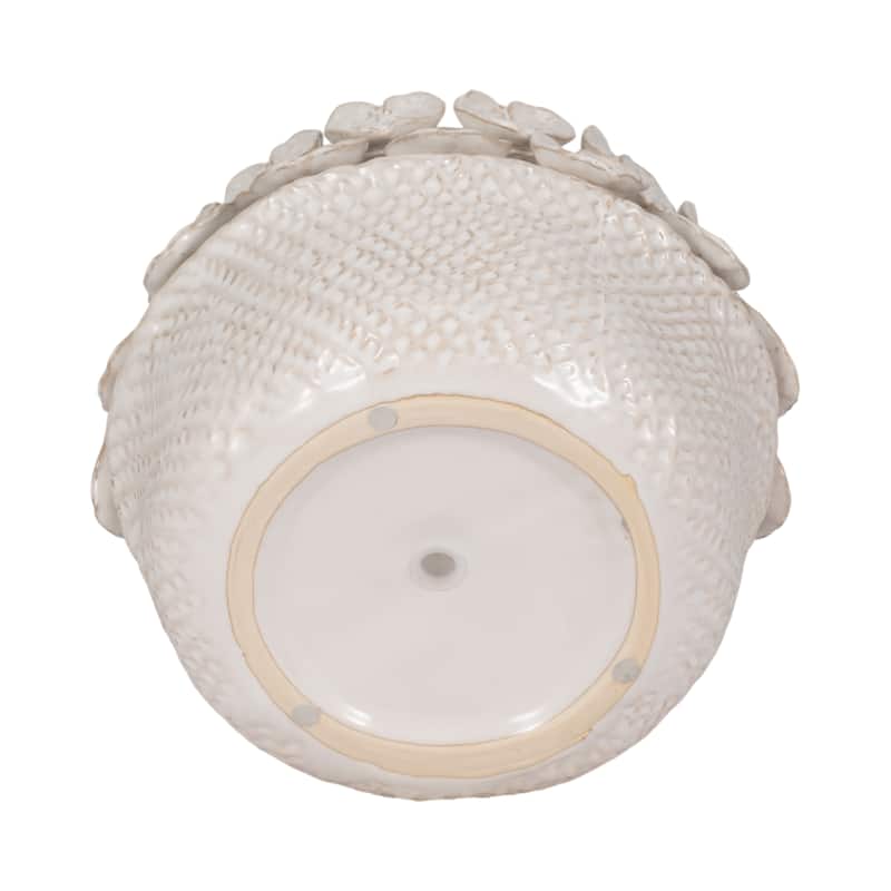 Stylish Ceramic Planter with Sculptural Leaf Heart Details