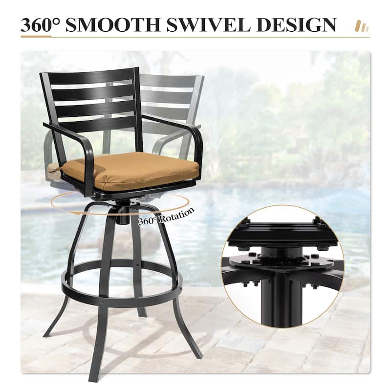 3/5-Piece Outdoor Bar Stool Set Aluminum Swivel Bar Stools with Sunbrella Cushion