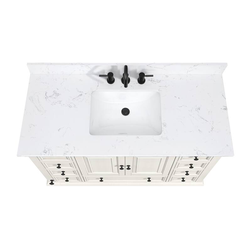 Thompson 48 in. Single Sink Bathroom Vanity with Engineered Stone Top - 49"W x 22"D x 35"H