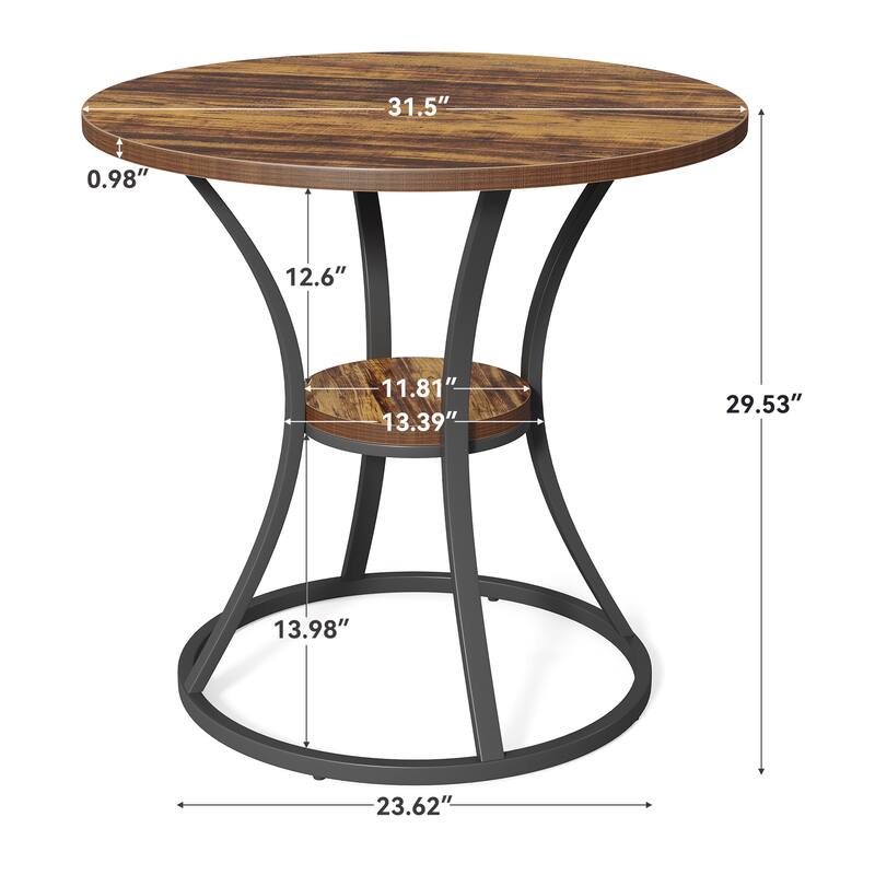 2-Tier Small Round Bar Table, Round 31.5-Inch Patio Dining Table