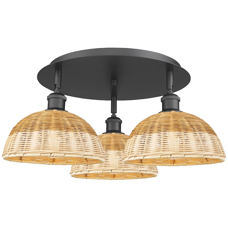 Innovations Lighting 516-3C-10-21 Bristol Natural II Semi-Flush - Matte Black / Natural