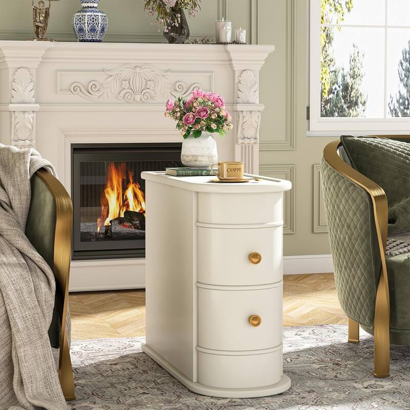 Solid Wood End Table with Storage No Assembly Required