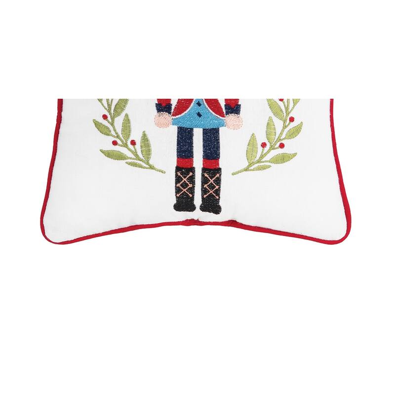 Nutcracker Wreath Embroidered Throw Pillow