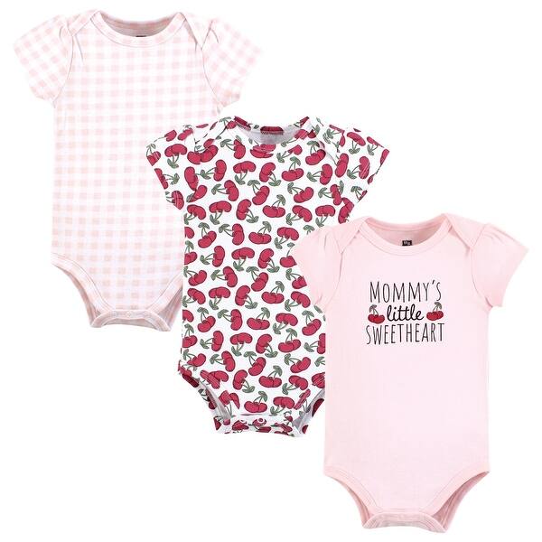 slide 1 of 1, Hudson Baby Girls Cotton Bodysuits, Mommys Sweetheart Cherry 0-3 Months - Mommys Sweetheart Cherry