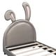 preview thumbnail 7 of 25, Twin Size Upholstered Leather Platform Bed with Rabbit Ornament