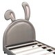 preview thumbnail 7 of 25, Twin Upholstered Leather Platform Bed with Rabbit Ornament