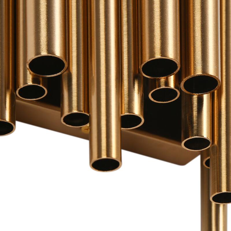 Mid-Century Modern 2-Light Wall Sconces Gold Metal Bathroom Vanity Lights - 5.5" W x 14" H x 3.5" D
