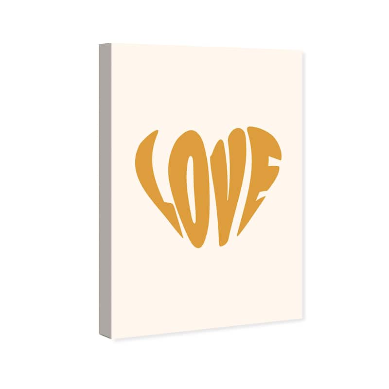 Wynwood Studio Canvas Typography and Quotes The Right Shape of Love Brown Modern & Contemporary Wall Art Canvas Print