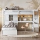 preview thumbnail 19 of 32, Twin over Twin Bunk Bed with Built-in Desk and Storage Staircase, L-Shaped Bunk Bedframe with Storage Compartments and Shelves