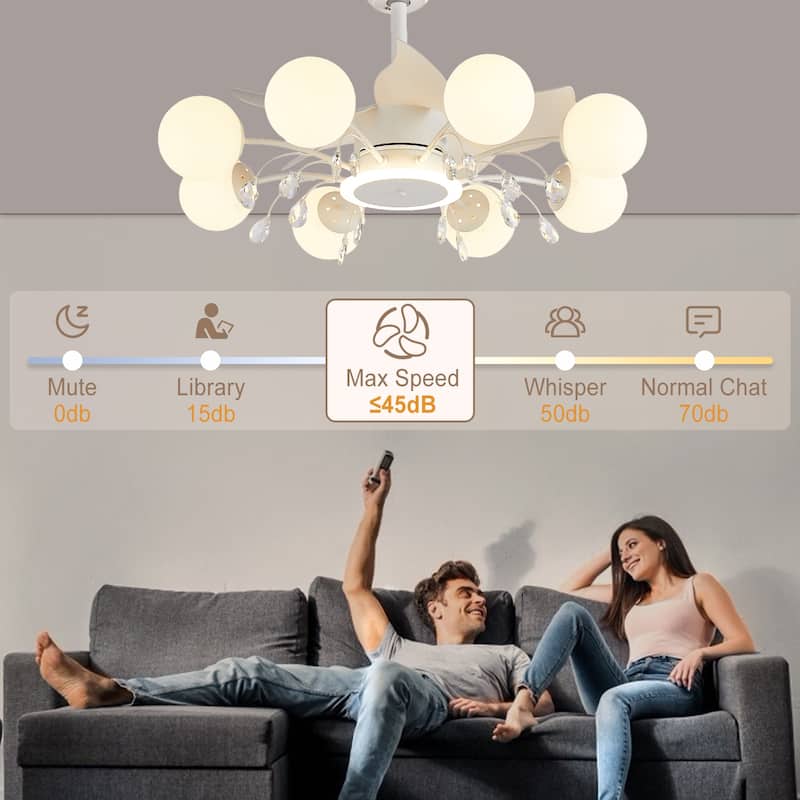 31in. Indoor Gold Modern Ceiling Fan with Light, Reversible Fandelier with Light Bulbs and Remote for Living Room