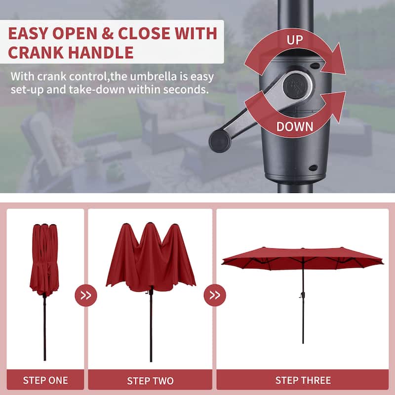Ainfox 13FT/15FT Patio Umbrella Large Outdoor Umbrella with Base