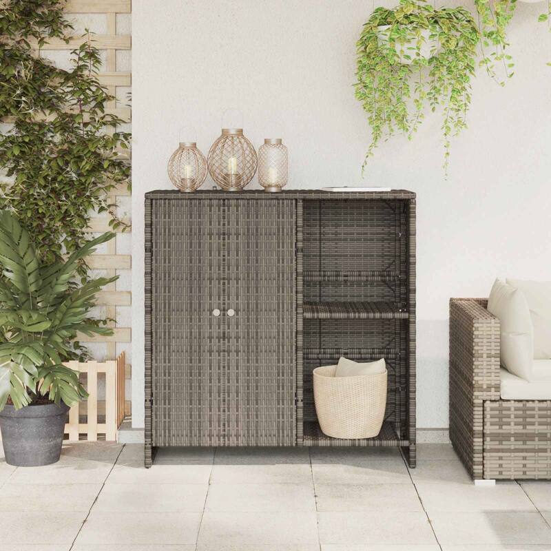 vidaXL Storage Cabinet Beige/Brown/Grey 100x36x102 cm Rattan - 14.2 x 39.4 x 40.2