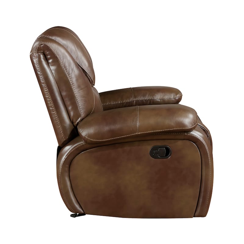 Fremont & Park Baron 65" Leather Manual Double Reclining Loveseat, Wall Hugger Design