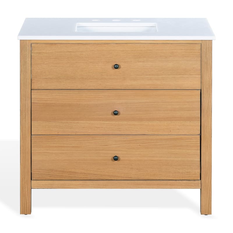 SAFAVIEH Couture Tompkinson Vanity - 48"W x 22"D x 33"H - Natural/White