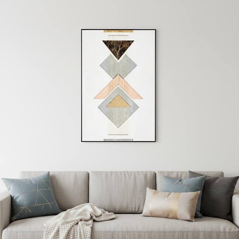 HomeRoots Gray Mod Geometric Black Shadowbox Frame Textual Art Wall Art - 29.00 in. x 41.00 in.  x 4.00 in.