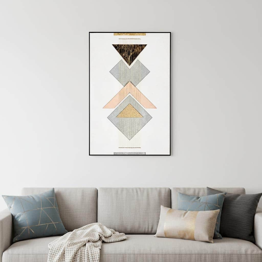 HomeRoots Gray Mod Geometric Black Shadowbox Frame Textual Art Wall Art