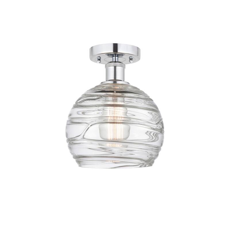 Innovations Lighting Edison Athens Deco Swirl - 1 Light 8" Semi-Flush Mount - Polished Chrome/Clear Deco Swirl