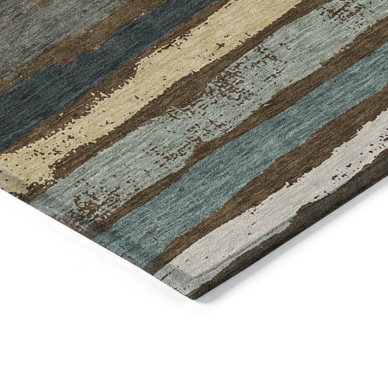 HomeRoots Striped Transitional Rectangle Outdoor Rug