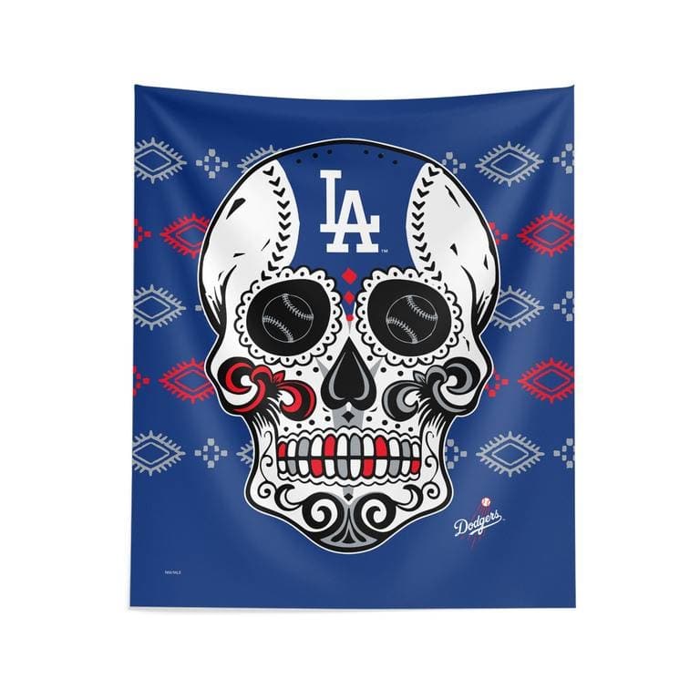 MLB Candy Skull Printed Wall Hanging - 34" x 40" - Los Angeles Dodgers