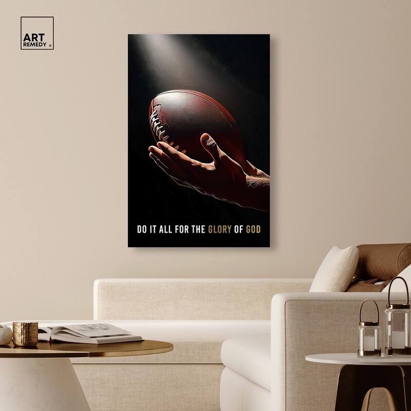 Glory of God Football Canvas by Art Remedy, Gallery Wrapped