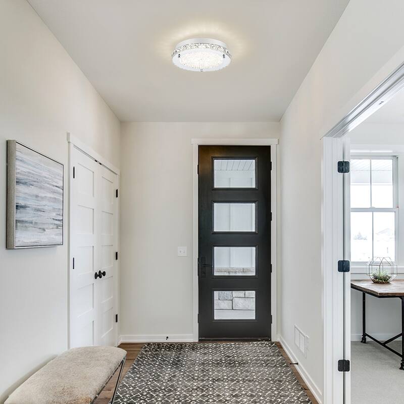 LED Crystal Flush Mount Ceiling Light Dimmable Crystal Light Fixture Flush Mount Lighting Crystal Ceiling Light - 11in