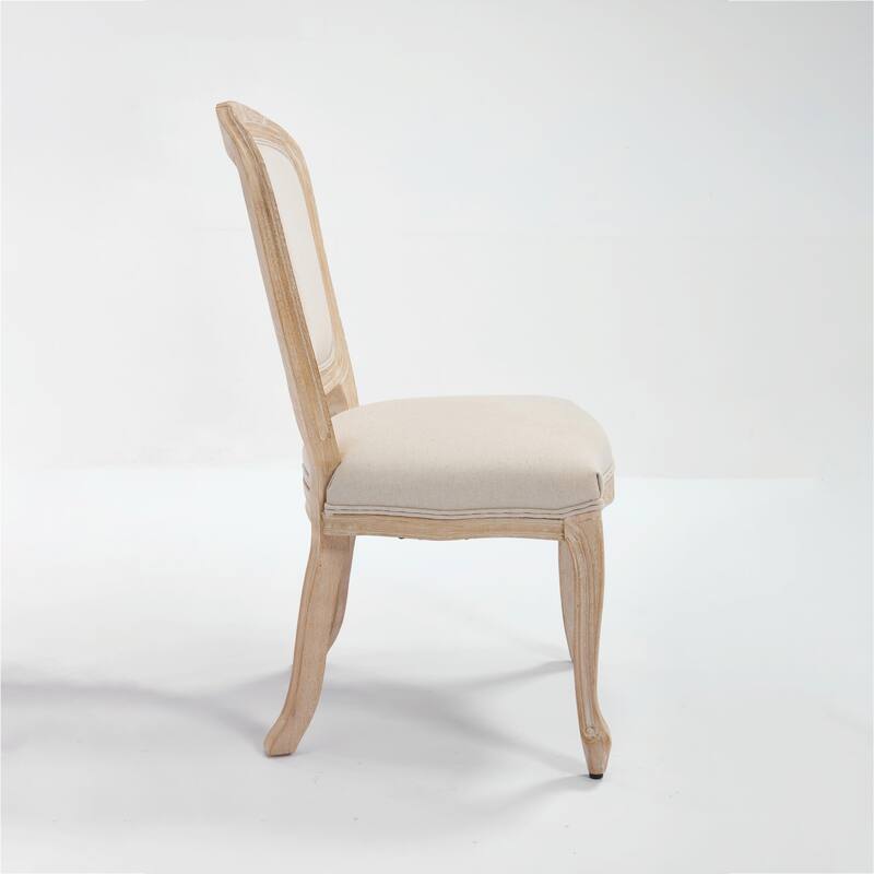 Set of 2 French Country Dining Chairs, Upholstered with Fan-Shaped Back