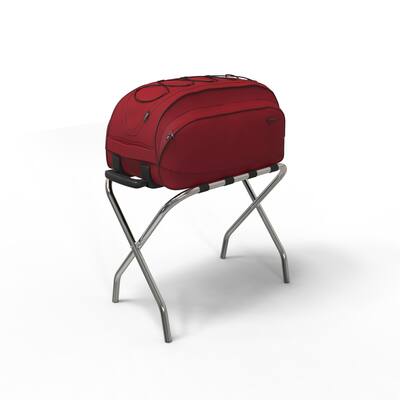 Chrome Folding Luggage Rack and Suitcase Stand by Lavish Home
