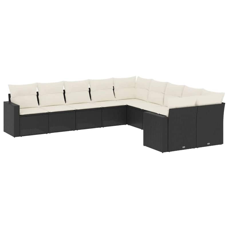 vidaXL Patio Sofa Set with Cushions Outdoor Conversation Furniture Poly Rattan