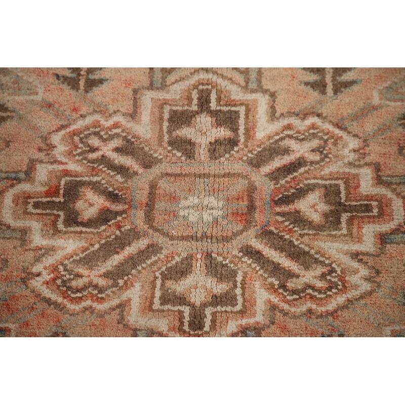Hand Knotted Oriental 100% Wool Carpet Traditional Medallion Oranges & Rust Heriz Area Rug - 10' 8'' X 8' 4''