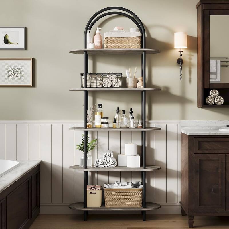 5-Shelf Bookcase, 71" Tall Metal Bookshelf,Modern Open Display Rack with Adjustable