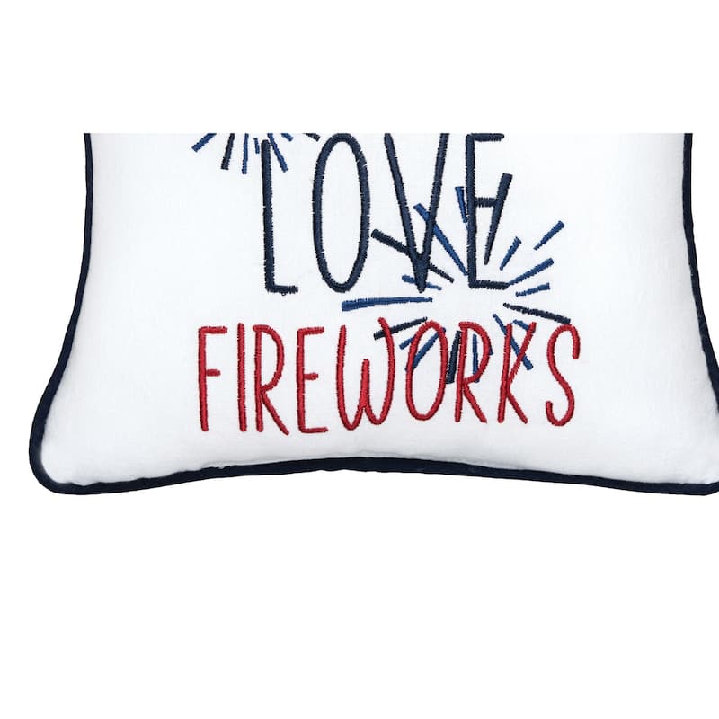 10" x 10" Peace Love Fireworks 4th of July Patriotic Embroidered Square Accent Small Petite Throw Pillow