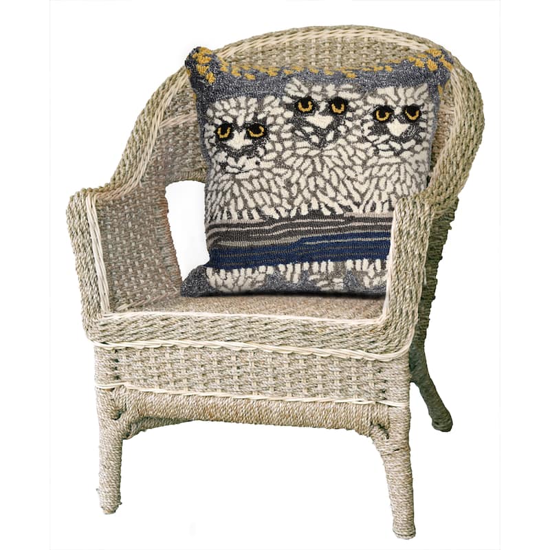 Liora Manne Frontporch Owls Indoor/Outdoor Pillow Night 18" Square