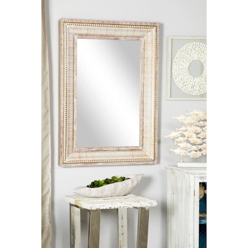 Metal Intricately Carved Wall Mirror - Brown - Roche River Decor - 2"W x 31"L x 43"H