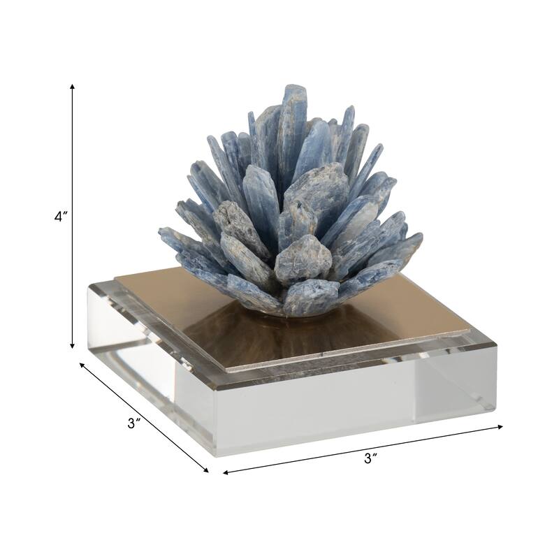 Sagebrook Home Julia Blue Stone Crystal Block, Perfect for Decor