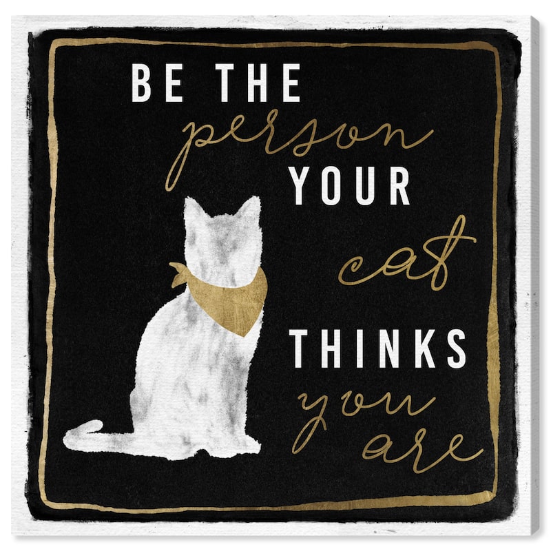 Wynwood Studio 'Your Cat's Opinion' Animals Wall Art Canvas Print Cats and Kitties - Black, Gold