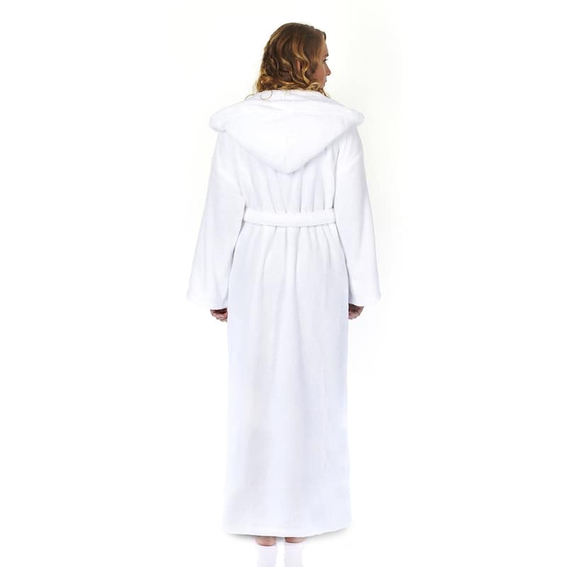 Women's Hooded Premium Fleece Full Length Bathrobe Soft Plush Robe