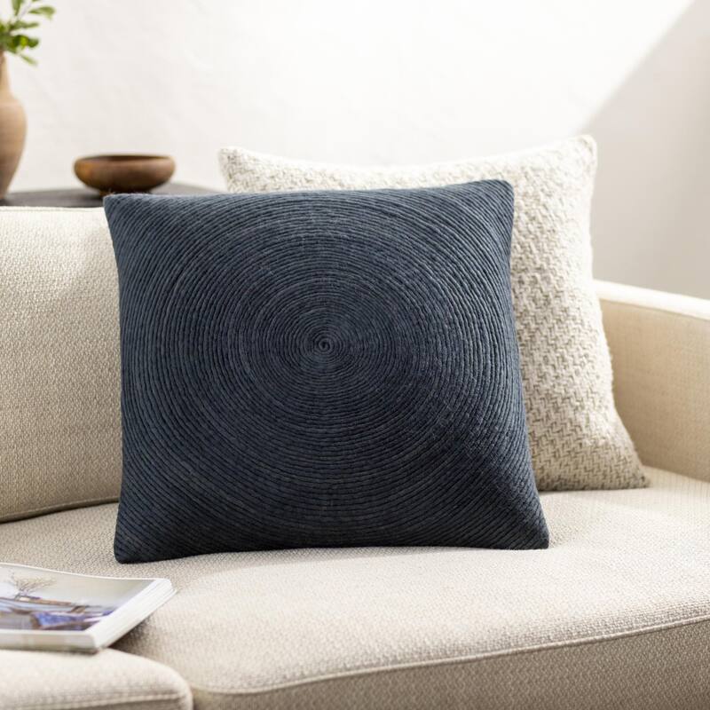 Artistic Weavers Ryburgh Swirl Pattern Throw Pillow - 18x18 Poly Insert - Onyx/Black