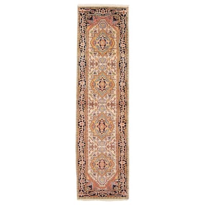 ECARPETGALLERY Hand-knotted Serapi Heritage Ivory Wool Rug - 2'4 x 9'6